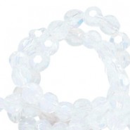 Top Facet kralen 4mm rond Milky crystal-pearl shine coating